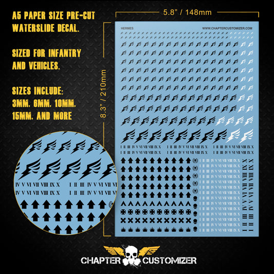 Vorgeschnittener Hermes-Wasserschiebeaufkleber